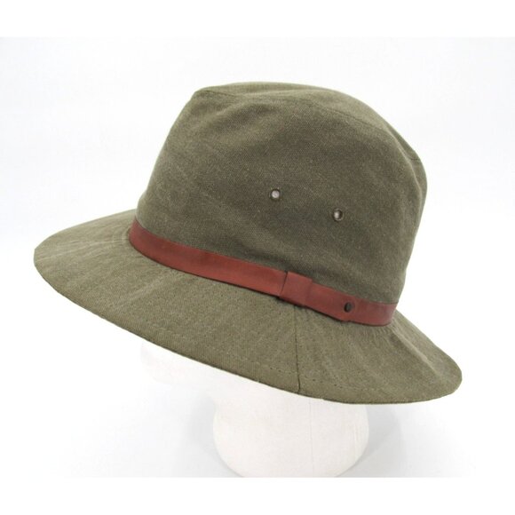 Vintage Broner Safari Hat Mens Medium Olive Canvas Fedora Made in USA 80s 90s - Picture 4 of 13